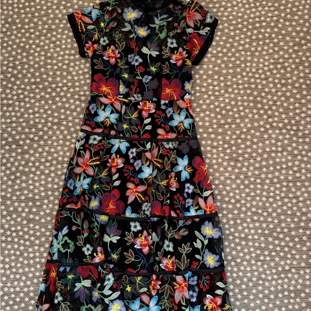 Anthropologie Vone floral embroidered dress 8 EUC